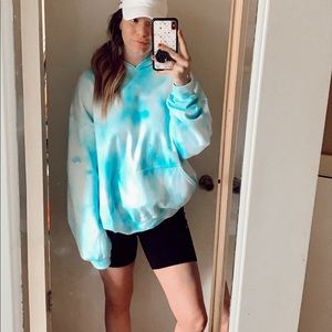 Blue and White Dyed Hoodie